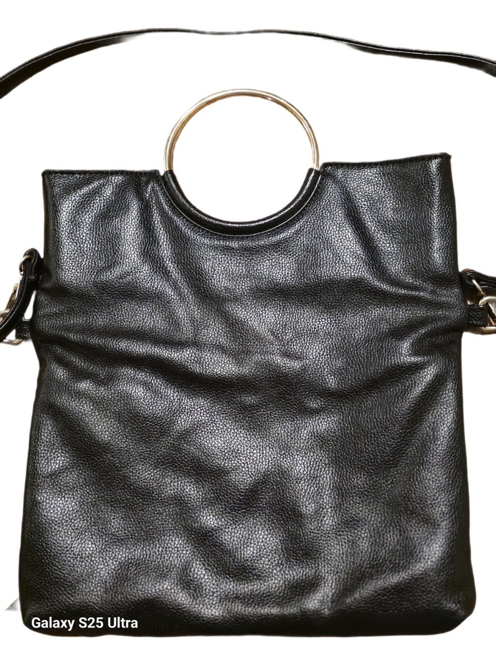 STUNNING Butter-Soft Vegan Leather Fold-Over O-Ring Crossbody Bag/ Clutch - Picture 12 of 16